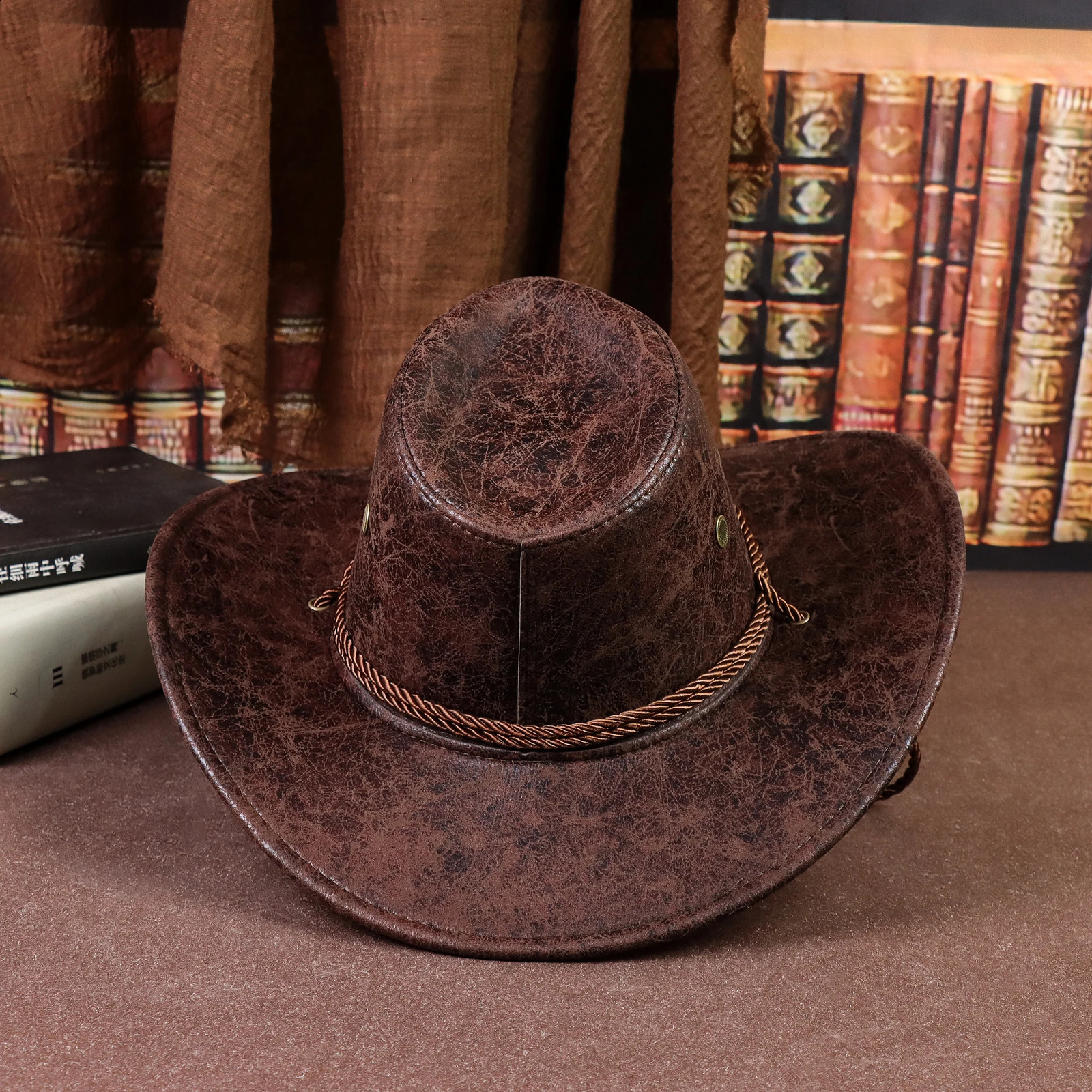Rustic Cowboy Hat for Men Women - Retro Western Style PU Leather Hat Lightweight Durable Unisex Outdoor Casual Wear 260723 - view 7