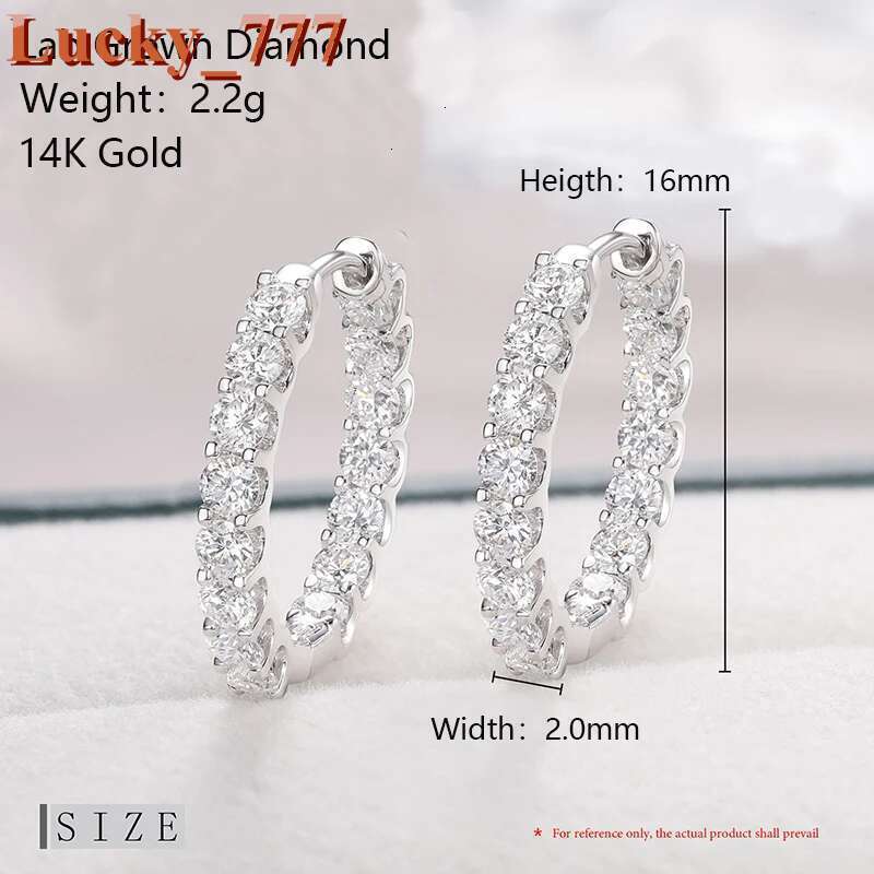 Luxury VVS Lab Grown Diamond Huggie Stud Earrings For Women Men 14K Solid Gold Hoop Earring Jewelry Party Gifts GRM Certified - view 4