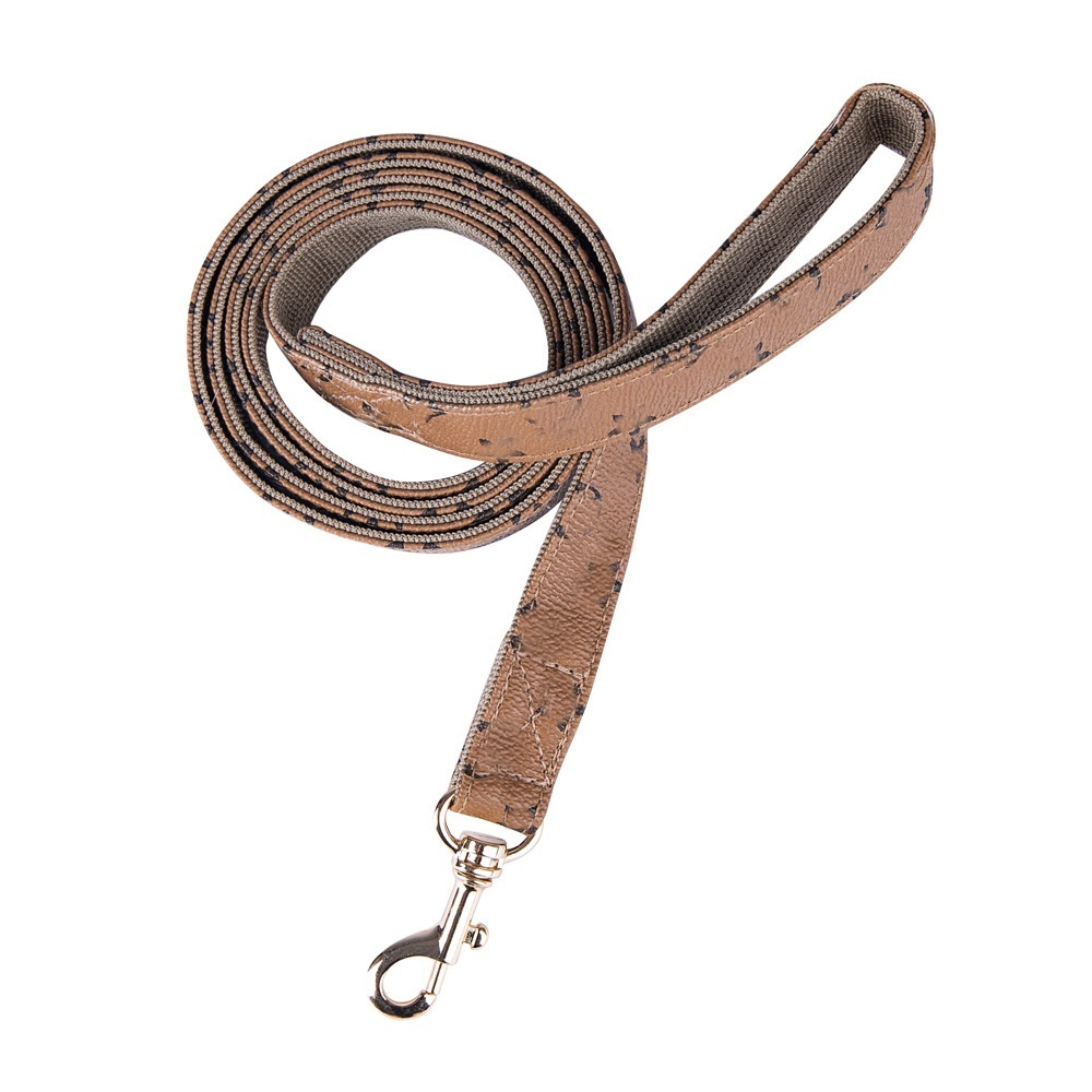Designer-style classic light luxury adjustable leather pet collar and leash set, suitable for small, medium and large dogs or cats, lightweight daily  - view 4