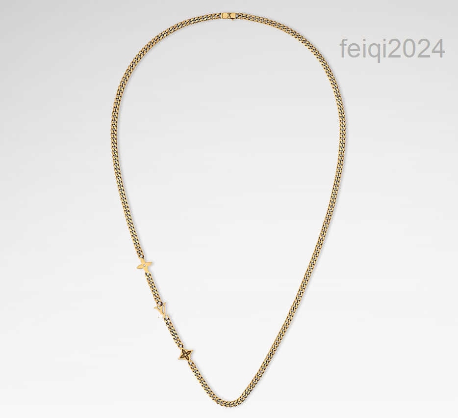 ROW Collane Con Ciondolo In Oro Popolare Lettera Di Fiori Collana Lunga Di Moda Catene Da Uomo Collana Di Gioielli Hiphop Che Non Tramonta Mai-image