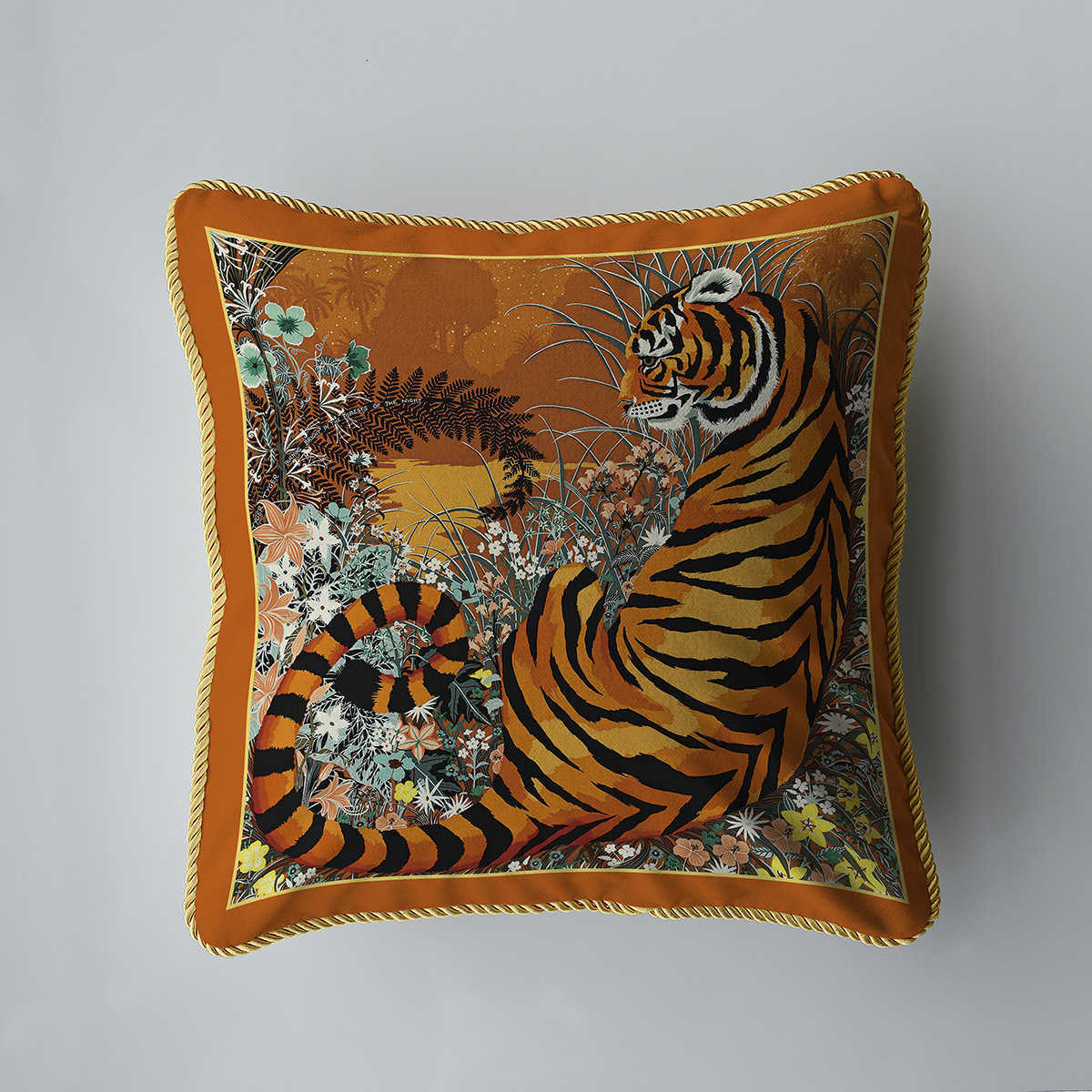 American-style living room throw pillows in sheneyron fabric with European-style luxurious thick rope edging and high-end sofa back cover J260724 - view 4