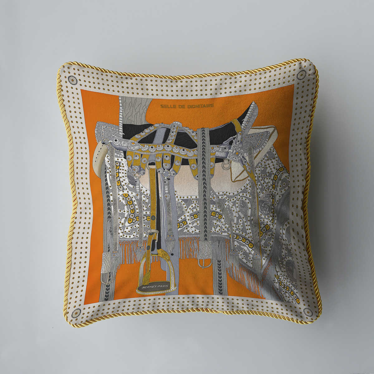 American-style living room throw pillows in sheneyron fabric with European-style luxurious thick rope edging and high-end sofa back cover J260724 - view 5