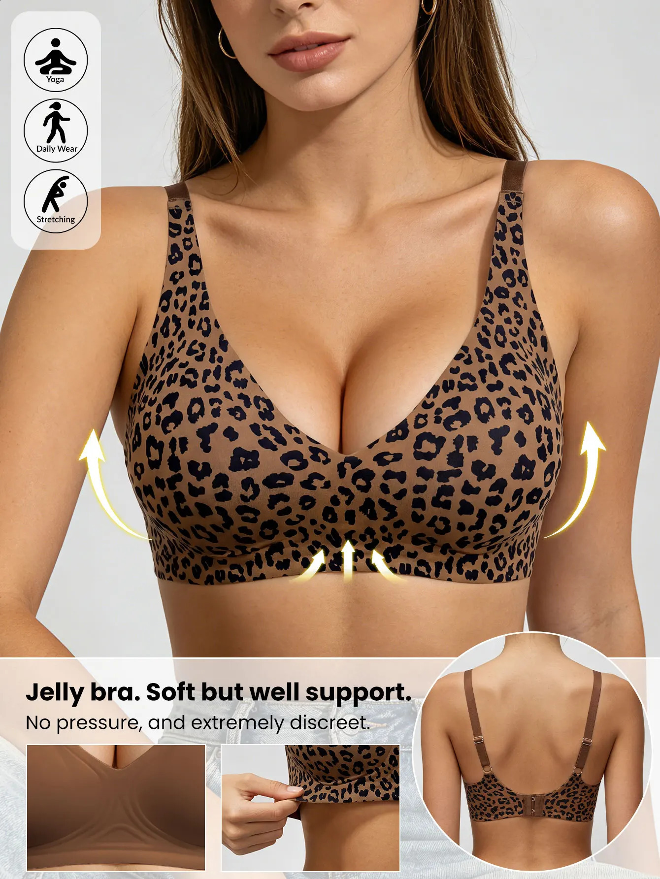Seamless Jelly Bra for Women Soft Support Wireless No Trace Push Up Comfortable Yoga Daily Wear Brassiere Adjustable Straps 260723