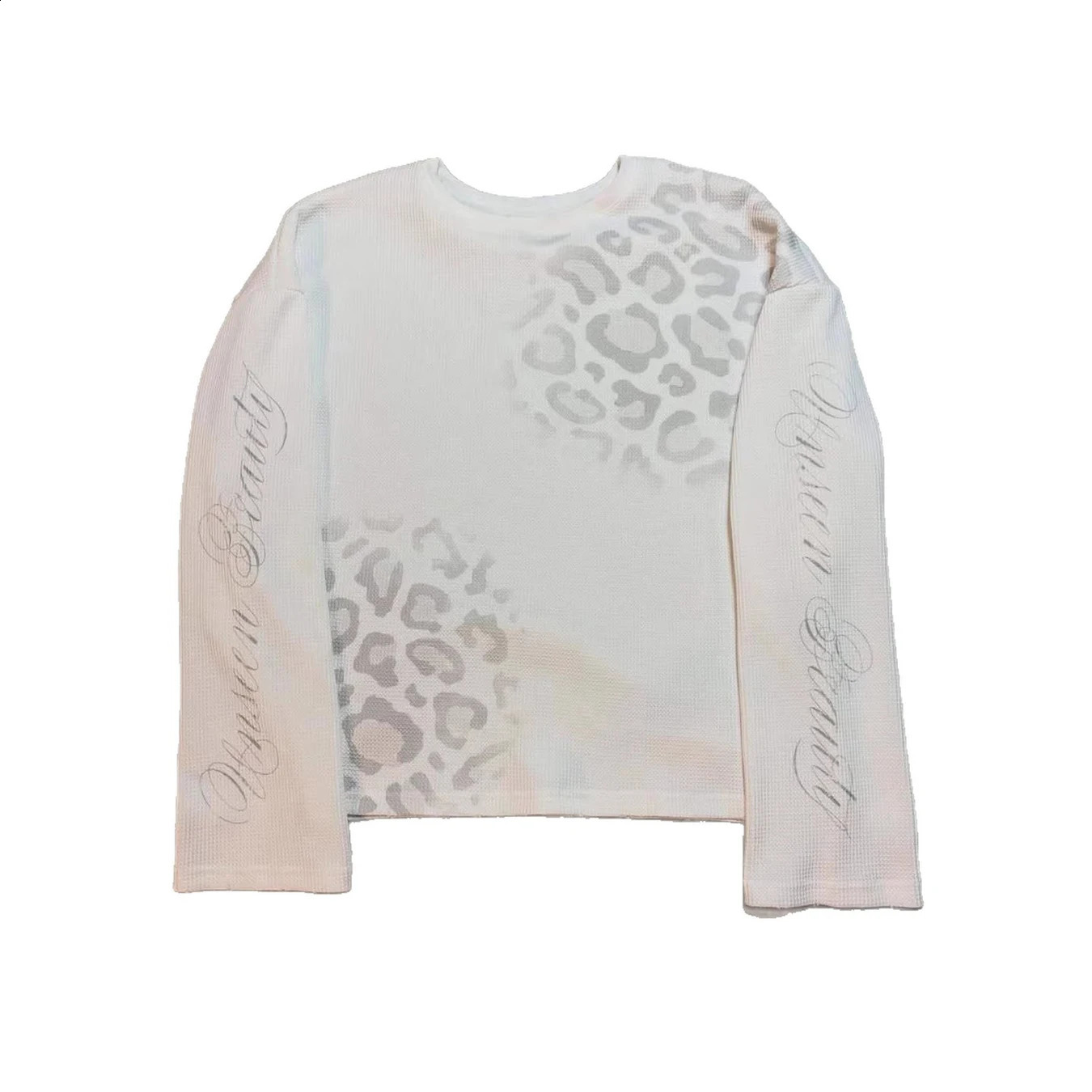 Retro Personalized Leopard Print Waffle Print Round Neck Long Sleeved Top for Men and Women Casual and Fashionable T-Shirt 260723 - view 6