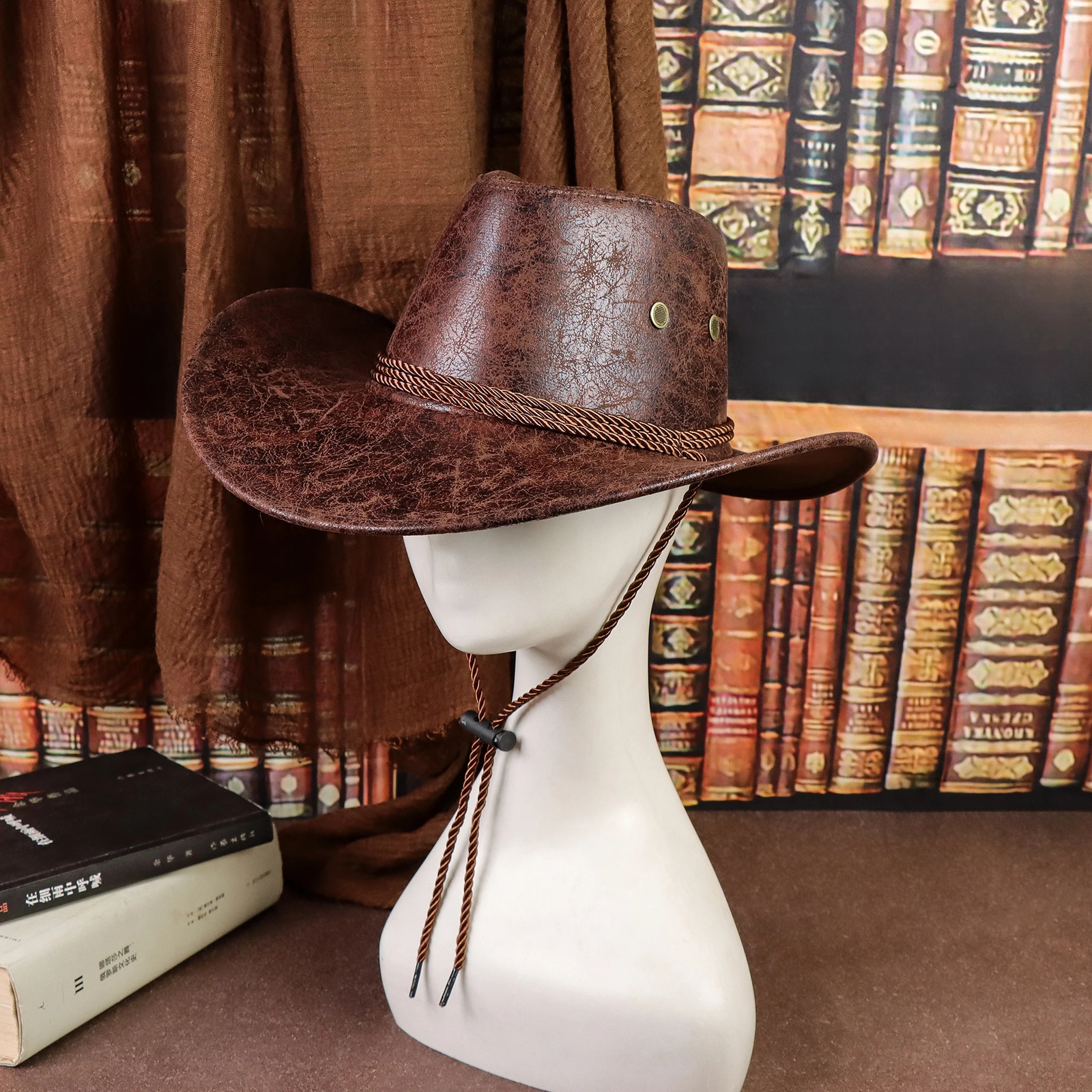 Rustic Cowboy Hat for Men Women - Retro Western Style PU Leather Hat Lightweight Durable Unisex Outdoor Casual Wear 260723 - view 5