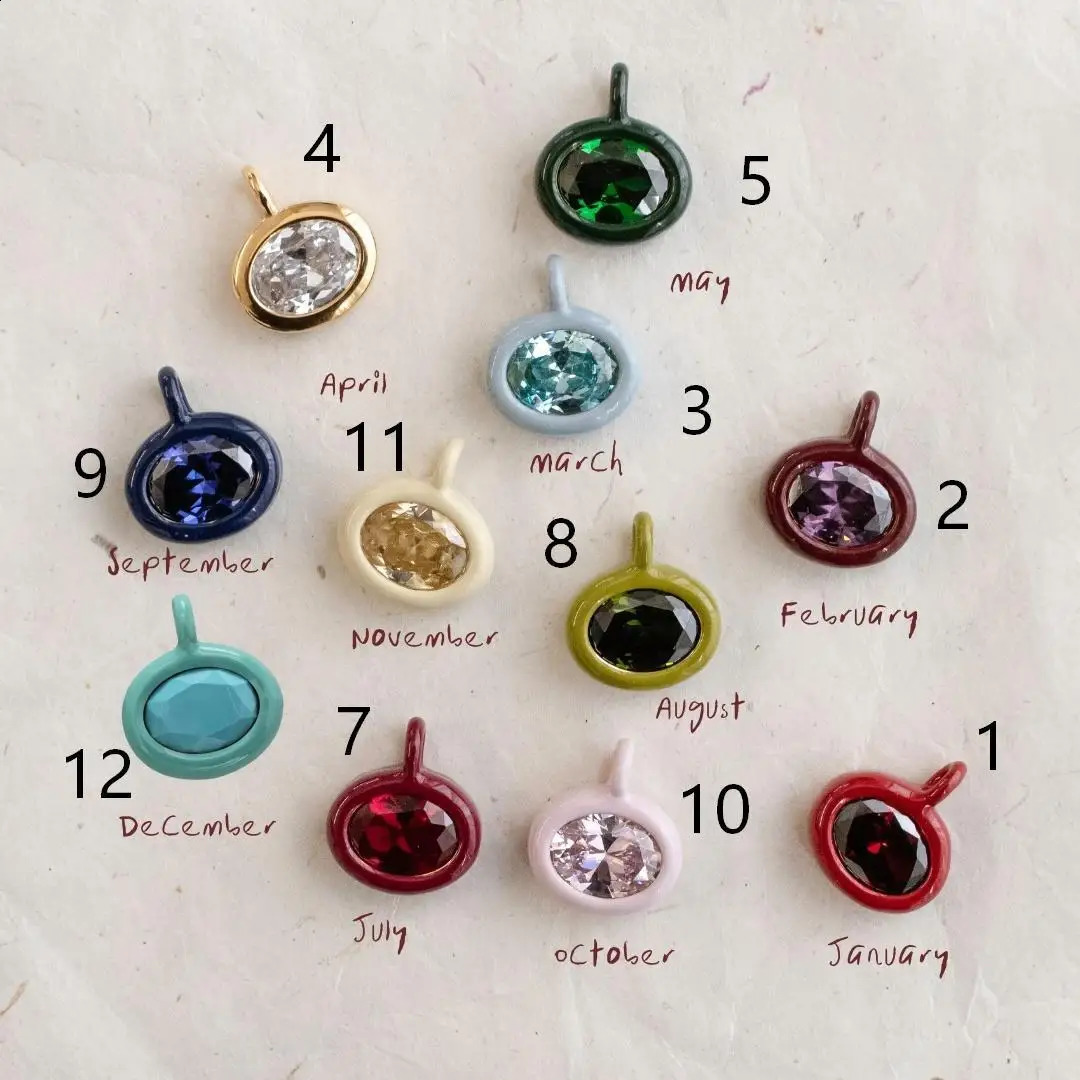 12pcs Personal Birthstone Month Pendant Colorful Zircon Charm for Jewelry Making DIY Bracelet Girls Accessories Anniversary Gift 260723 - view 6