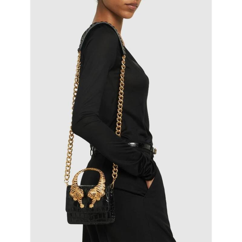Luxury Tote Shoulder Bags Roar Croc Embossed Handbag Women Genuine Crocodile Scale-Effect Leather Signature Tiger Motif Crystal Embellishment Shoulder - view 4