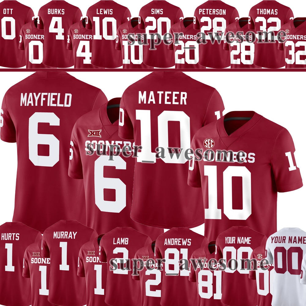 Oklahoma Sooners Maglia Da Calcio John Mateer Parker Living…