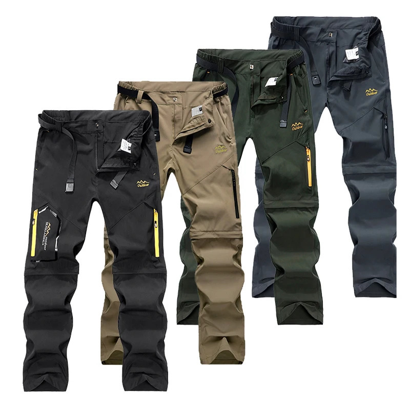 Pantaloni Convertibili Da Escursionismo Da Uomo Da Campeggio Idrorepellenti Leggeri Pantaloni Da Trekking Da Lavoro Con Cerniera Ad Asciugatura Rapi-image