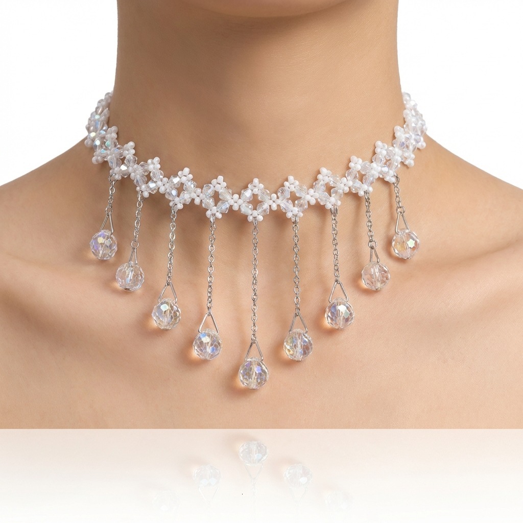New luxury ultra shiny fairy like pearl crystal tassel neckl - view 5