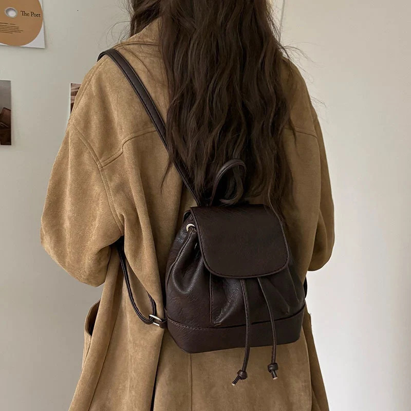 Fashion Women School Backpack Lady Versatile Mini Outdoor Travel Bag Female Daily Lightweight Commute Black Coffee Bag 260725 - view 5
