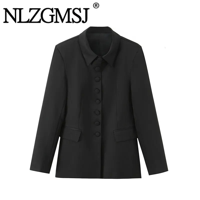Nlzgmsj Giacca Da Lavoro Da Ufficio Slim Fit Monopetto Manica Lunga Con Colletto Bavero Da Donna Primavera 2026 260724-image