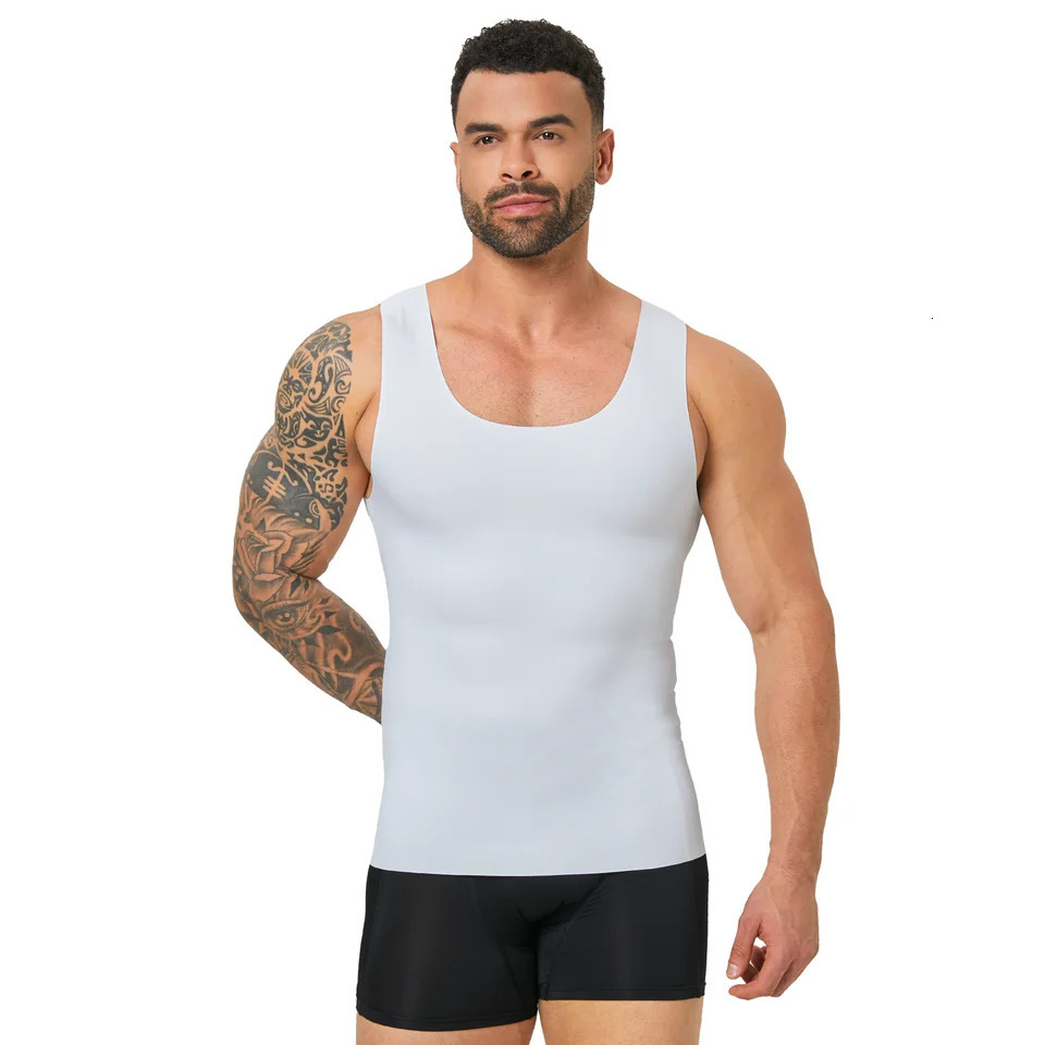 Seamless Mens Compression Tank Top Breathable Slim Fit Body Shaper Summer Gym Fitness Sports Undershirt 260720 - view 5