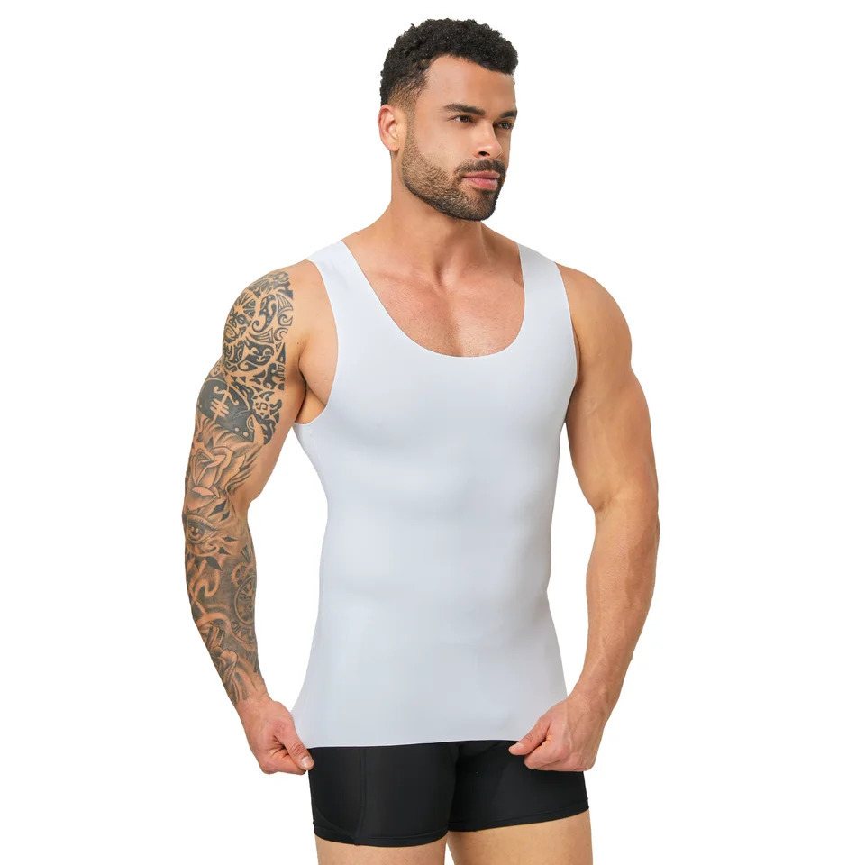 Seamless Mens Compression Tank Top Breathable Slim Fit Body Shaper Summer Gym Fitness Sports Undershirt 260720 - view 6