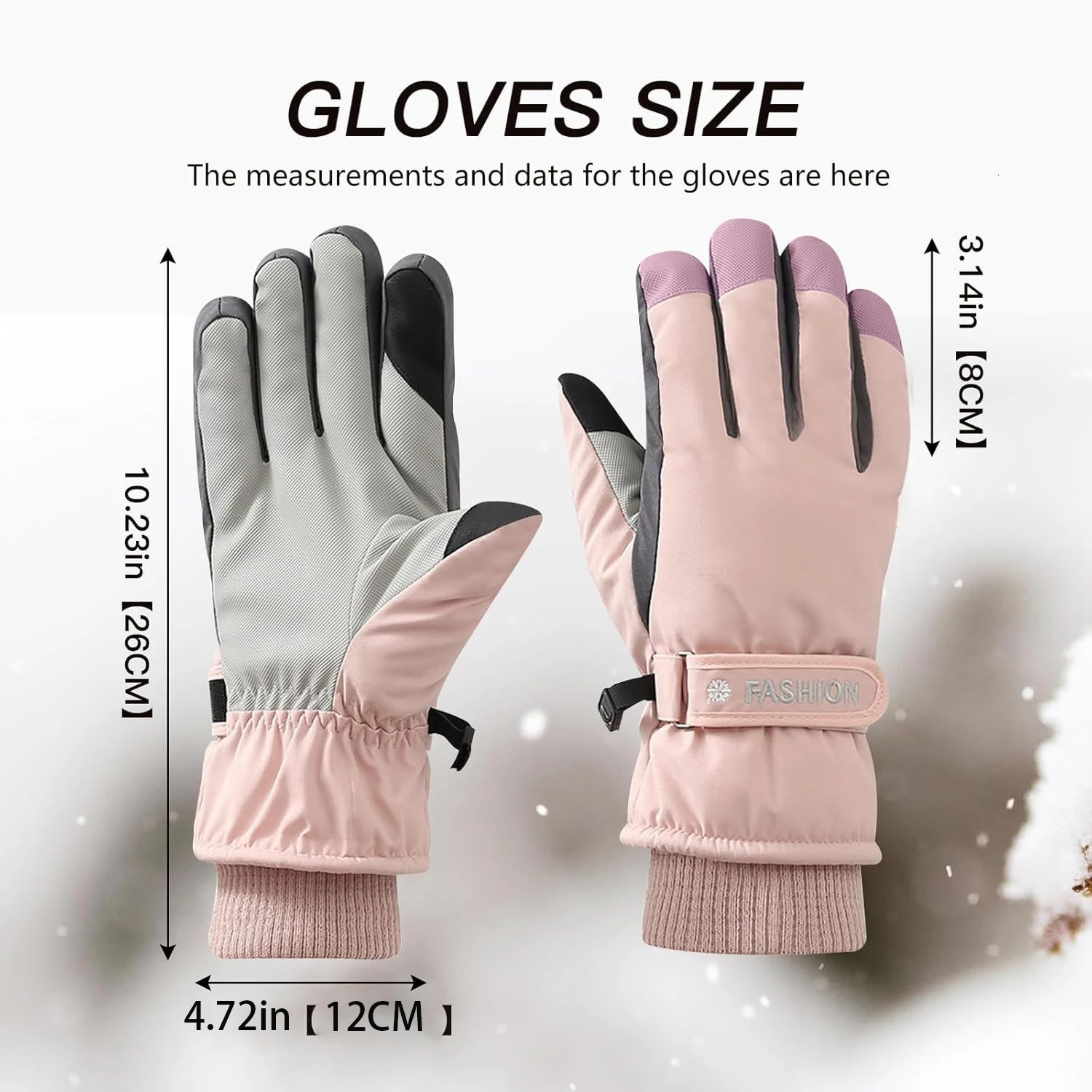 TRALOW Snow Gloves for Women Waterproof Touchscreen Winter Warm For Ski Snowboarding Hiking cycling Driving Mountain Climbing 260725BJ - view 5