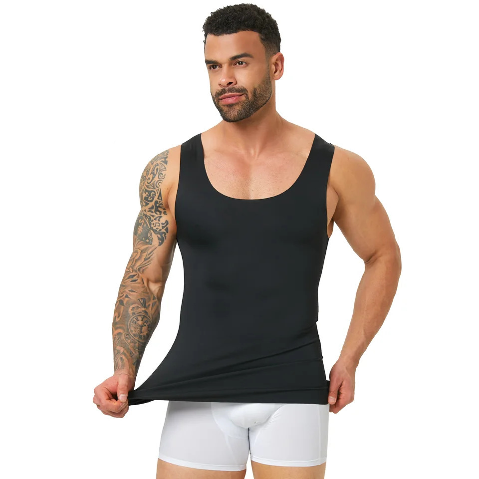 Seamless Mens Compression Tank Top Breathable Slim Fit Body Shaper Summer Gym Fitness Sports Undershirt 260720 - view 4
