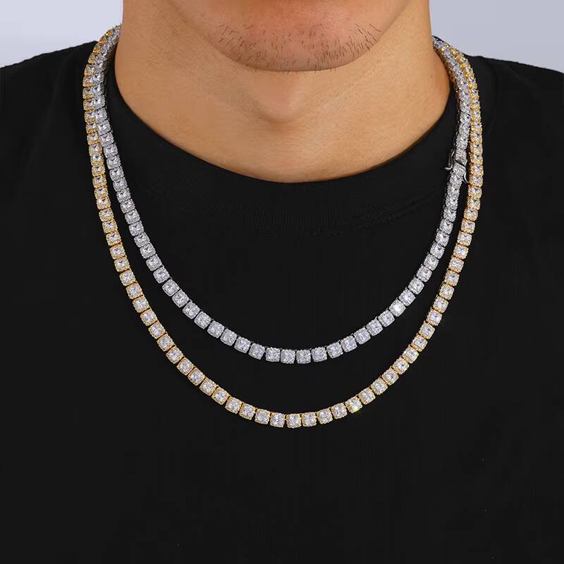 Factory Custom Stock Fine Jewelry HipHop 5mm Link Chain Necklace 925 Sterling Silver Moissanite Link Chain Men Hip Hop Necklace - view 5