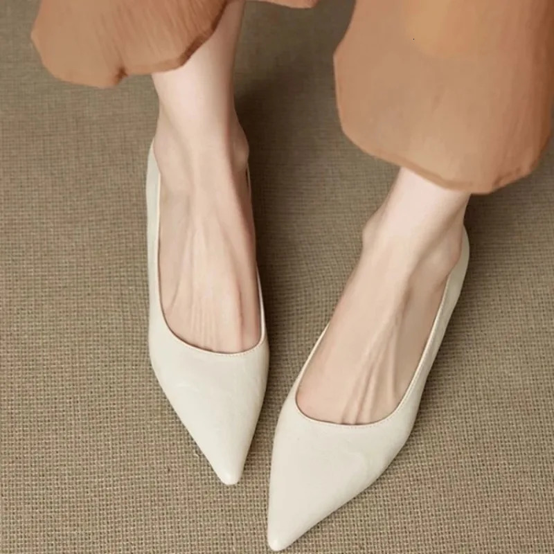 Womens Cow Leather Pointed Toe Slip-on Pumps High Quality Soft Comfortable Elegant Ladies Thin High Heel Slim Dress Shoes 260725 - view 3