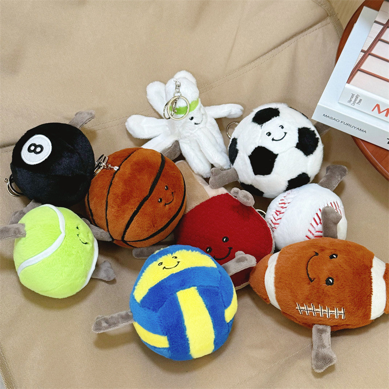 Cross-border Basketball Football Badminton Rugby Volleyball Baseball Tennis Plush Toy Doll Pendant