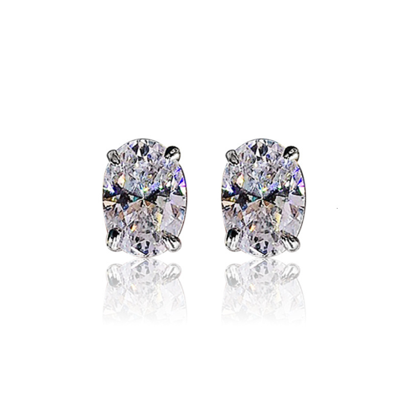 New European And American Cross-Border INS Copper Inlaid Egg-Shaped Zircon Earrings Fashion Versatile Gold-Plated Jewelry Sparkling - view 6