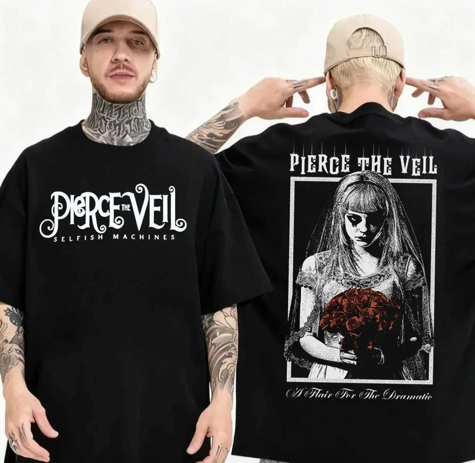 T-Shirt Pierce The Veil Vintage Rock Concert Merch Vintage Graphic Tee Alternative Metal Music Apparel Unisex Fan Gift Tee Tops J260724 - view 4