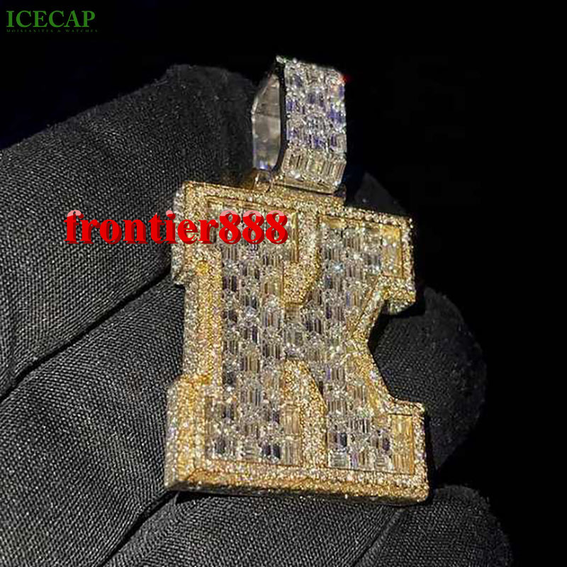 Custom Iced Out Name Pendant for Rapper, High Shine Real Lab Grown Moissanite Diamond Charm, Personalized Initial Letter Hip Hop Pendant - view 3