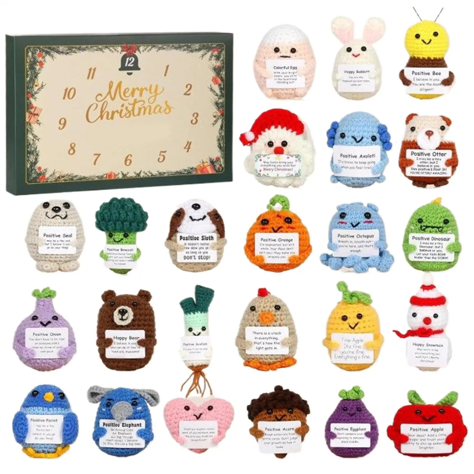 Christmas Countdown Calendar Advent 2d Acrylic Holiday Themed Decorations 24 Days Handmade Emotional Crochet Toys with Positive 260725