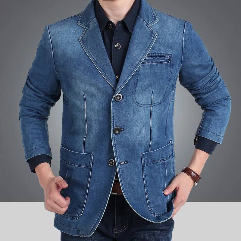 Giacca Da Uomo In Denim Dal Taglio Ampio E Casual, Taglie Forti, Per Giovani, 2026, Capispalla Alla Moda-image