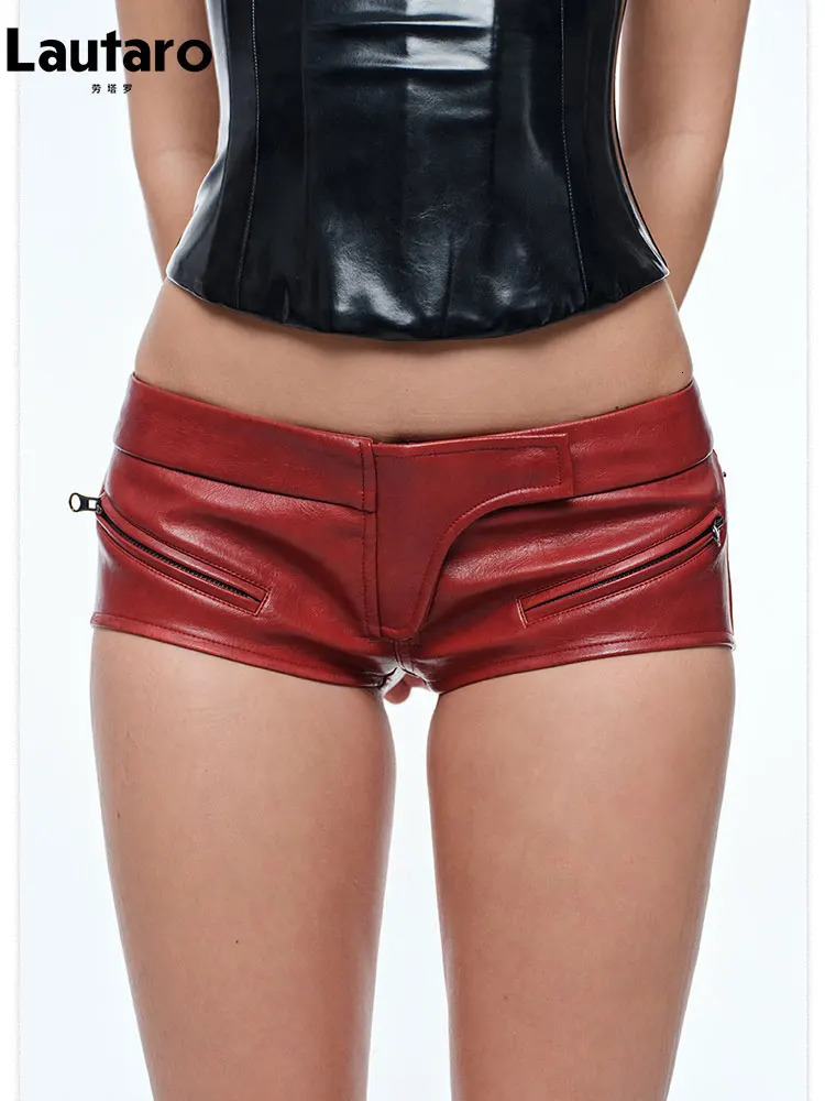 Lautaro Spring Summer Sexy Fitted Pu Leather Micro Mini Short Low Waist Punk Style Alt Gyaru Clothing Streetwear Buttoms 260725 - view 6