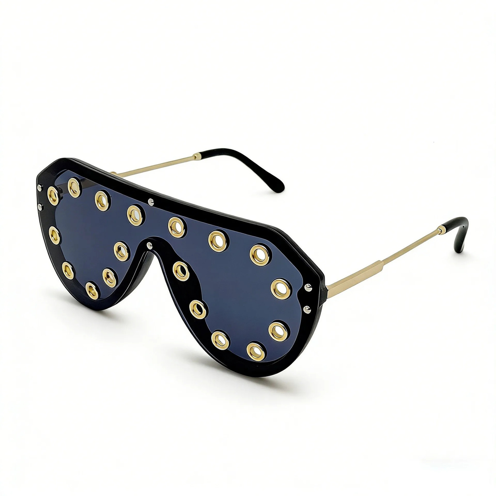 Trendy y2k Oversized One-piece Sunglasses Women Metal Rivet Party Cool Big Frame Shades UV400 Beach Club Streetwear 260725 - view 4