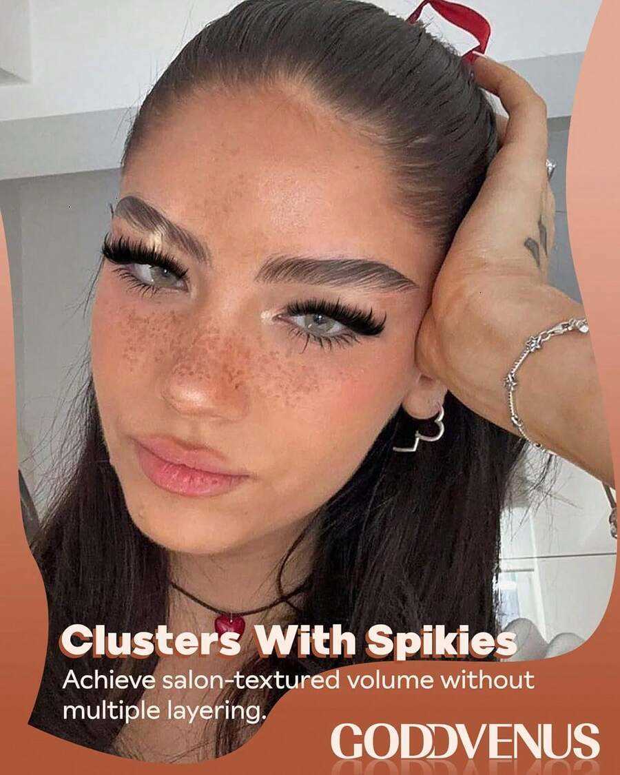 MOONAEGEAN Manga Lash Clusters With Spikes Wispy Cluster Eyelash Extensions Fluffy Anime Eyelashes Clusters Reusable Faux Mink Fairy Individual Lash E - view 3