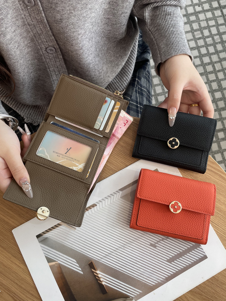 free shipping 2026 New Women's Genuine Leather Short Wallet, Compact Exquisite Multi-Card Coin Purse, Large Capacity High-End Billfold Clutch - view 6