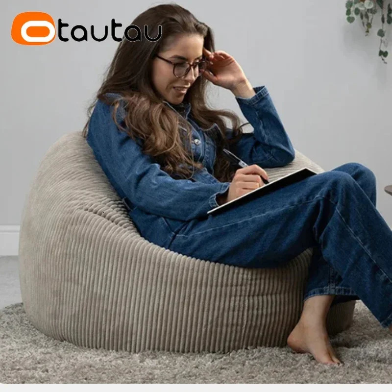 OTAUTAU Corduroy Bean Bag Pouf Cover Without Filler Lazy Floor Beanbag Chair Sac Puff Ottoman Lounger Frameless Furniture DD025 260725 - view 7