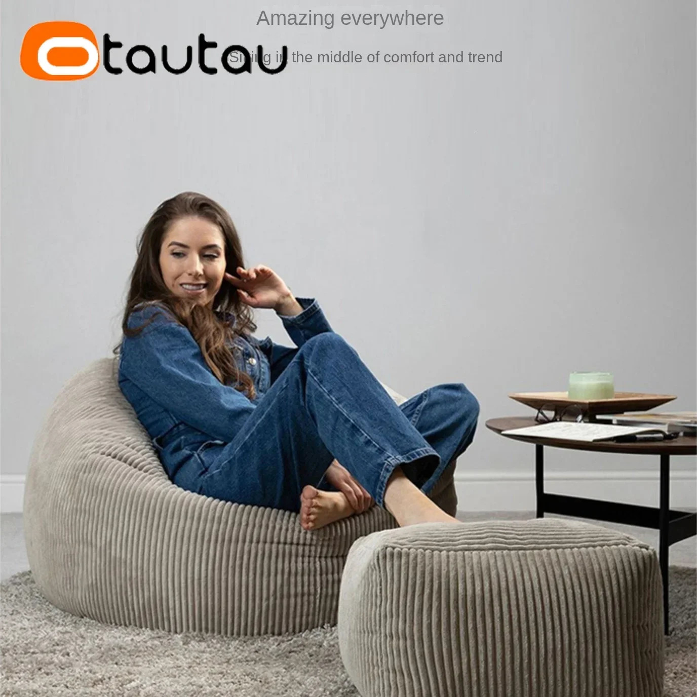 OTAUTAU Corduroy Bean Bag Pouf Cover Without Filler Lazy Floor Beanbag Chair Sac Puff Ottoman Lounger Frameless Furniture DD025 260725 - view 6