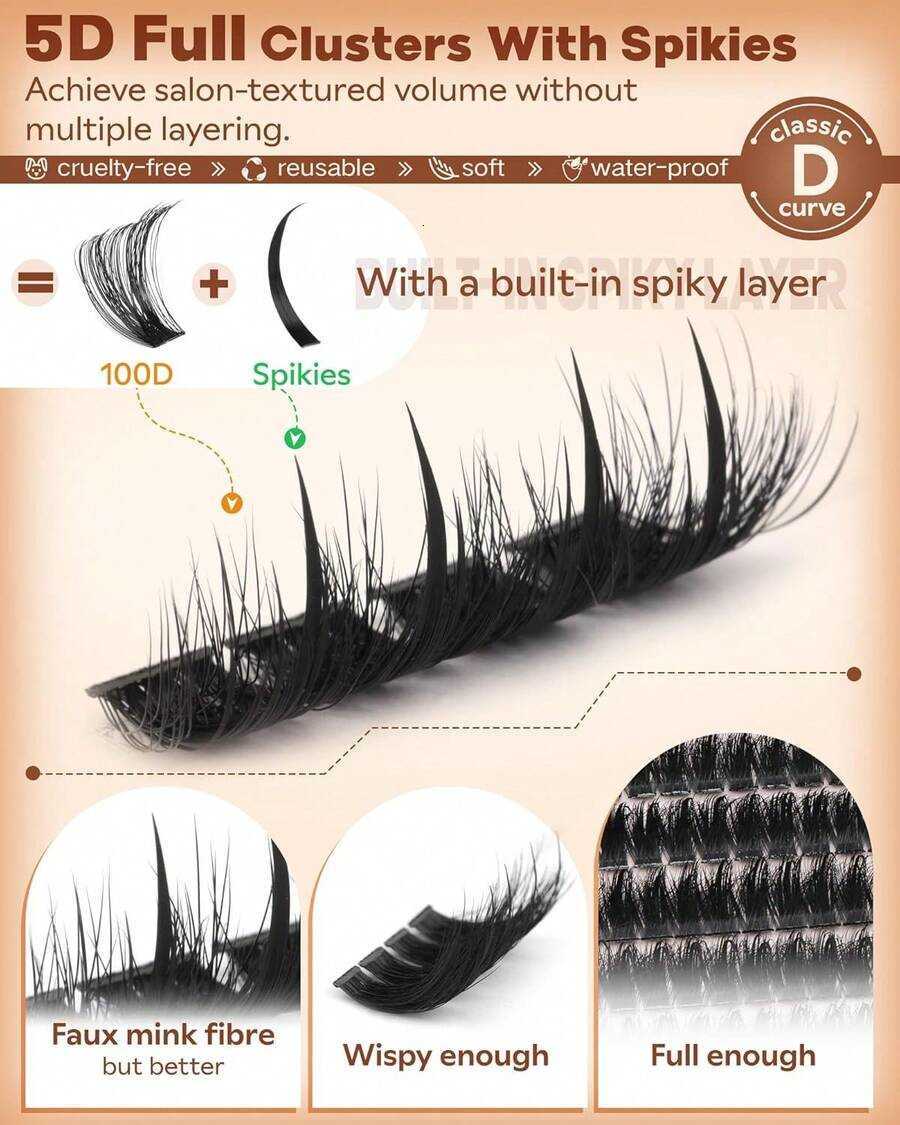 MOONAEGEAN Manga Lash Clusters With Spikes Wispy Cluster Eyelash Extensions Fluffy Anime Eyelashes Clusters Reusable Faux Mink Fairy Individual Lash E - view 4