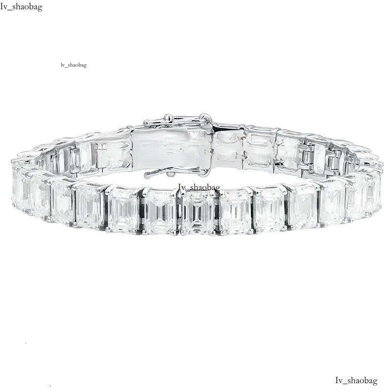 Custom Emerald Cut Moissanite Jewelry Sterling Sier Tennis Bracelets With Rectangle Full Dia Zirconia Women Jewellery 111 1a