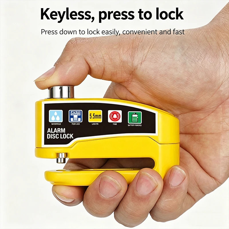 Motorcycle Bicycle Lock Alarm Protection Padlock Waterproof Brakelock with Keys Safety Anti-Theft Scooter Wheel Disc Brake Locks 260724 - view 5