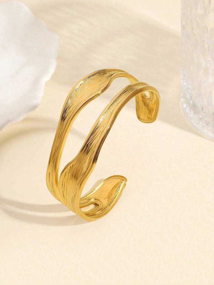 1 Piece Of Fashionable Niche Design Exquisite Simple Asymmetrical Texture Stainless Steel Adjustable Bracelet H2607271 - view 3