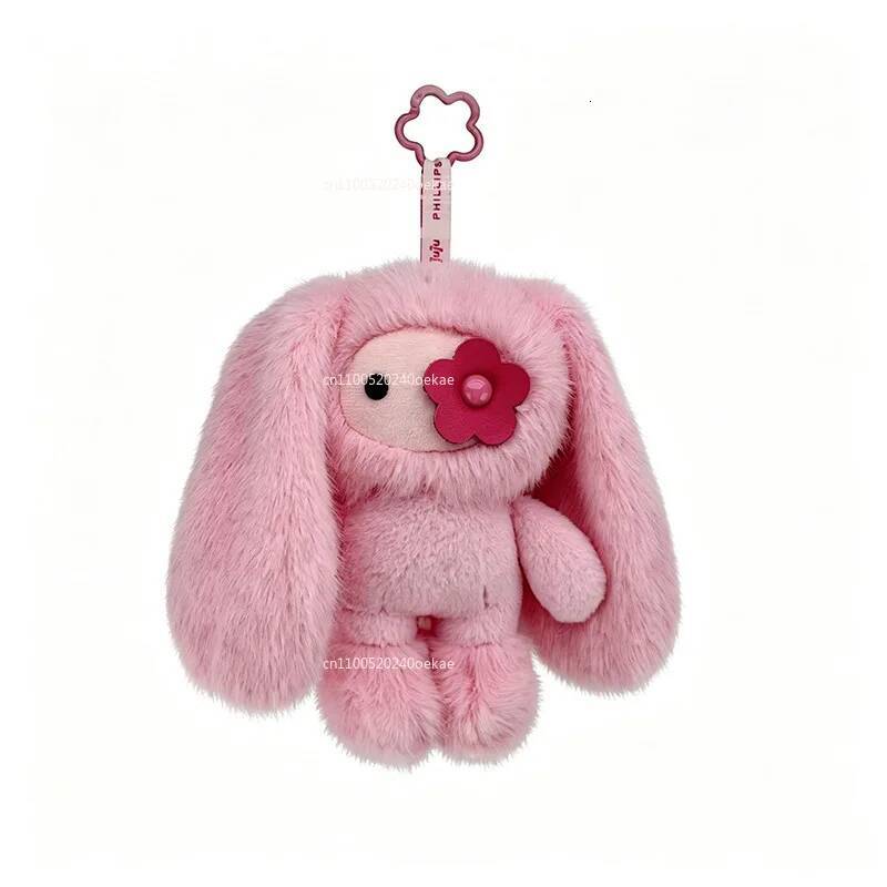 New Juju Rabbit Plush Keychain Flower Eye Bunny Stuffed Doll Kawaii Long Ears Animals Bag Pendant Car Keyring Toy Gift for Girl J260727 - view 7