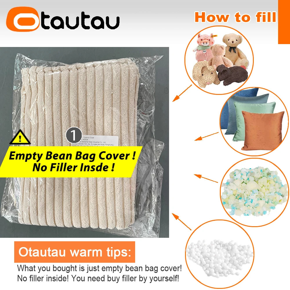 OTAUTAU Corduroy Bean Bag Pouf Cover Without Filler Lazy Floor Beanbag Chair Sac Puff Ottoman Lounger Frameless Furniture DD025 260725 - view 3