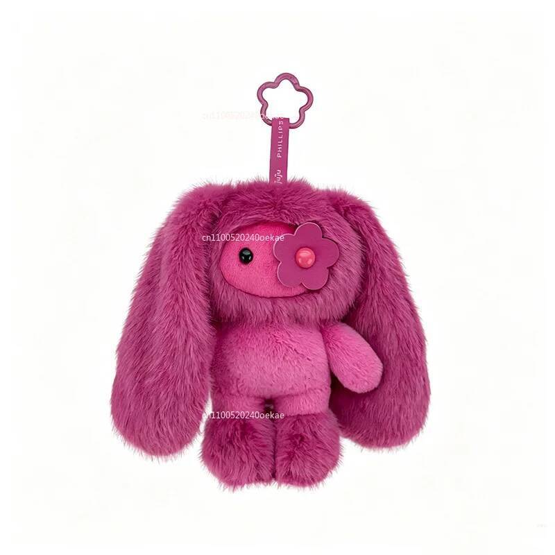 New Juju Rabbit Plush Keychain Flower Eye Bunny Stuffed Doll Kawaii Long Ears Animals Bag Pendant Car Keyring Toy Gift for Girl J260727 - view 3
