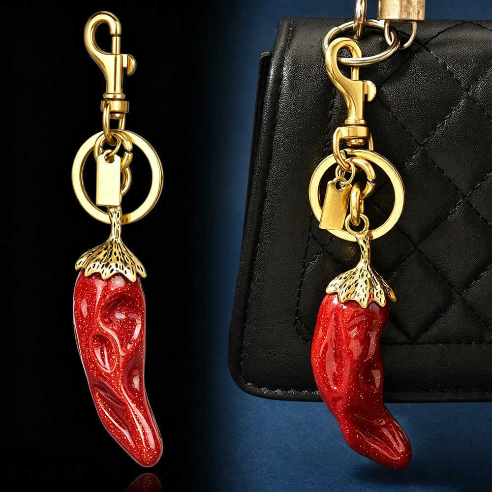 Charm Resin Chili Pepper Bag Italian Horn Lucky Keyring High Gloss Designer Purse Accessories Gifts For Women Trendy Aesthetic H260727