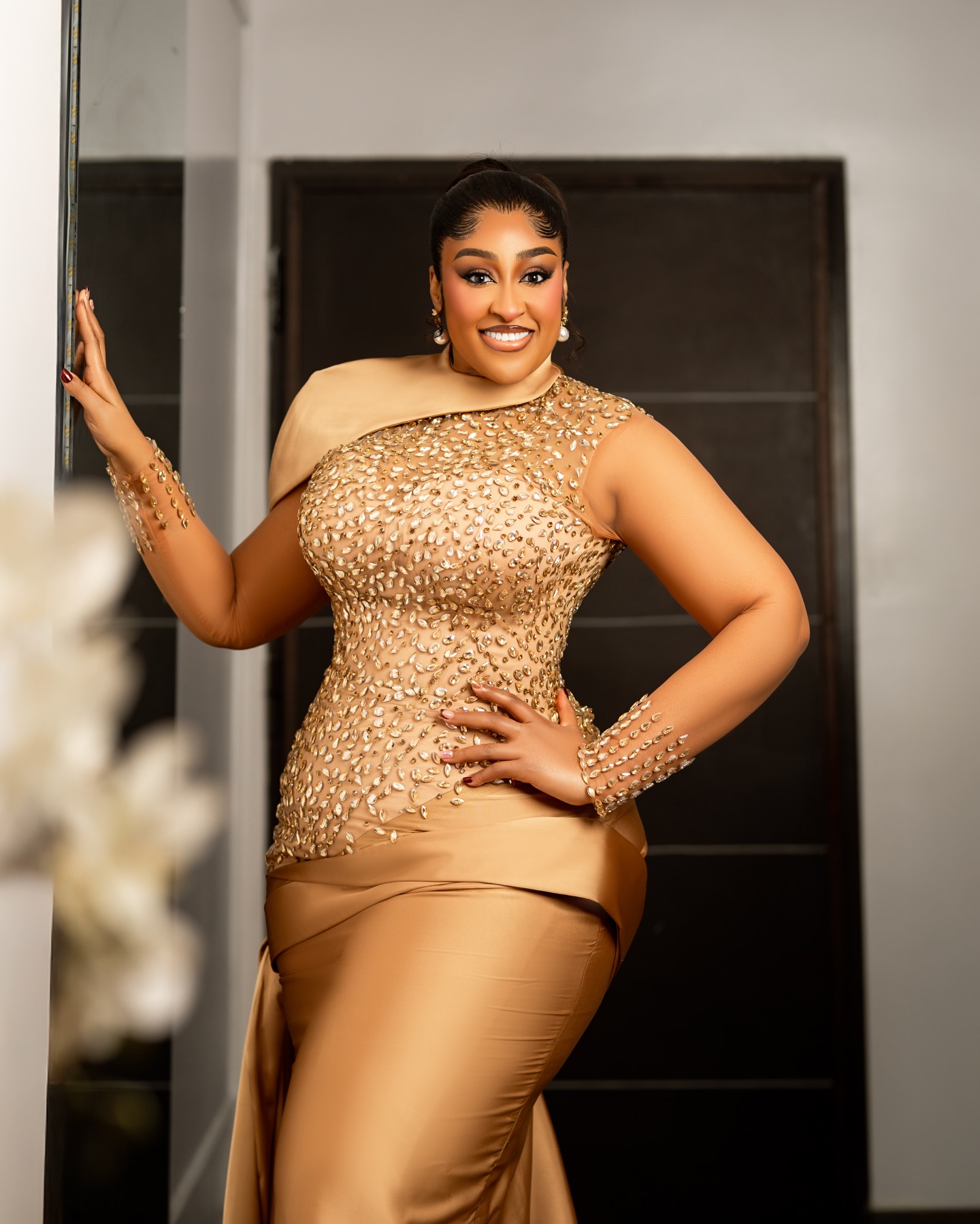 Plus Size Champagne Mermaid Prom Dress 2026 Evening Dresses Formal Gowns Crystals Party Dress Sequined Lace Formal Gowns for Black Women Birthday Gown - view 4