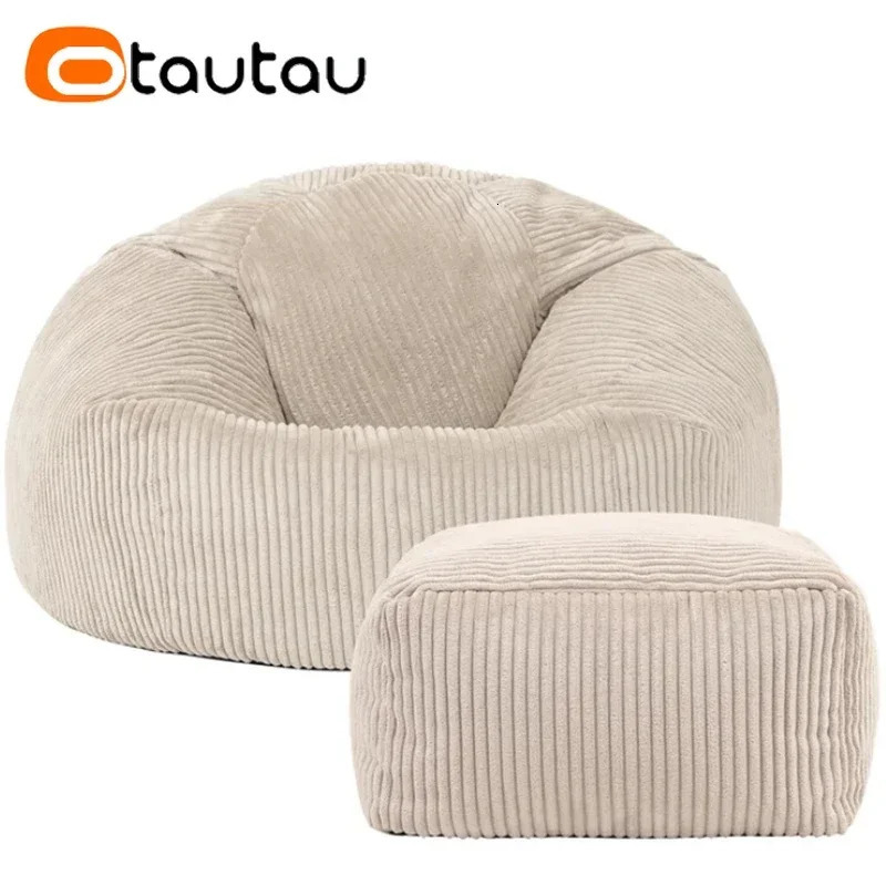 OTAUTAU Corduroy Bean Bag Pouf Cover Without Filler Lazy Floor Beanbag Chair Sac Puff Ottoman Lounger Frameless Furniture DD025 260725