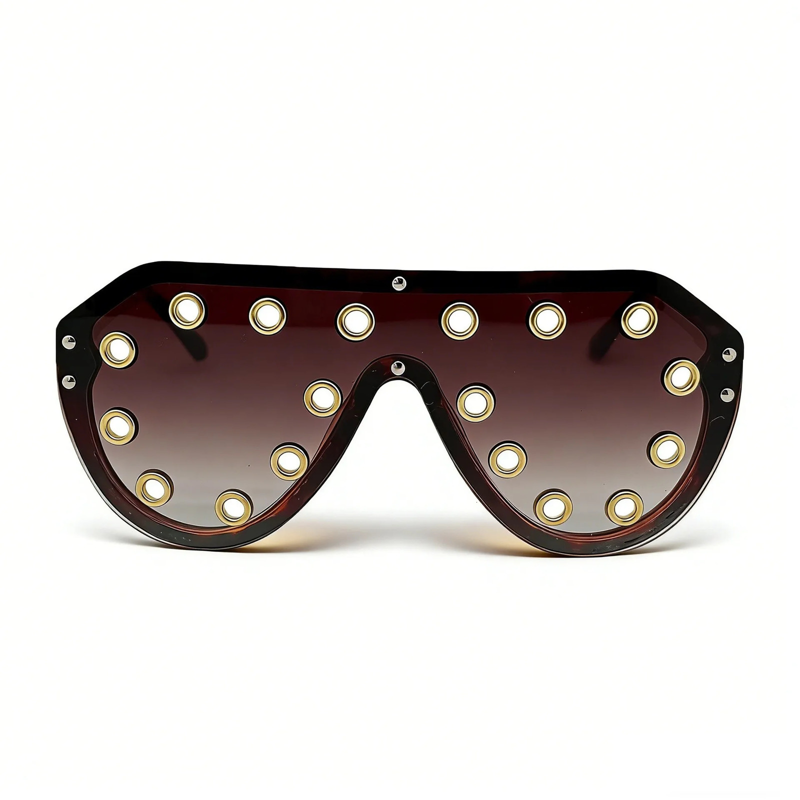 Trendy y2k Oversized One-piece Sunglasses Women Metal Rivet Party Cool Big Frame Shades UV400 Beach Club Streetwear 260725 - view 6