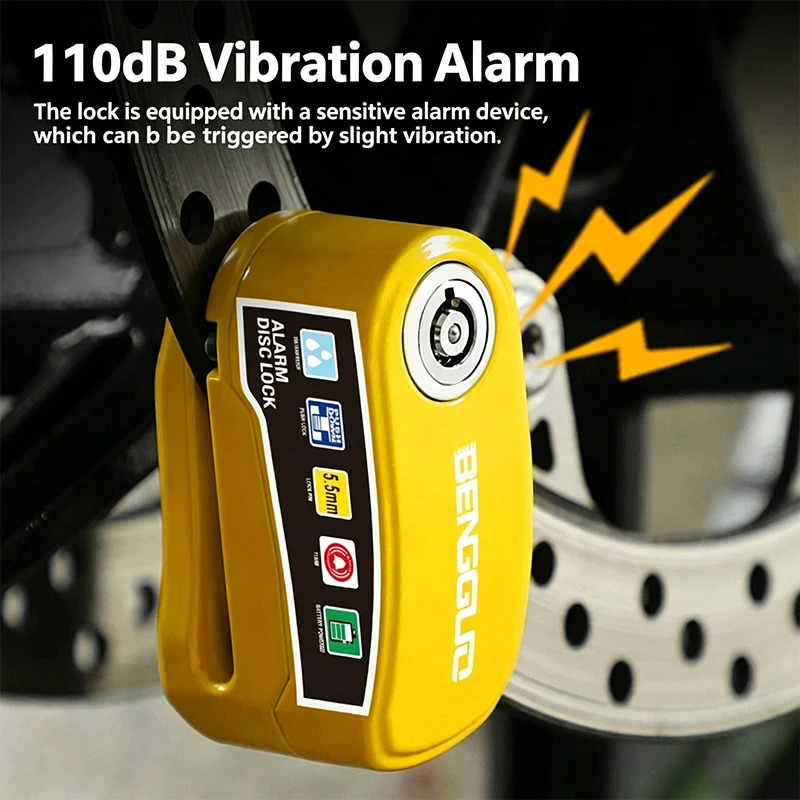 Motorcycle Bicycle Lock Alarm Protection Padlock Waterproof Brakelock with Keys Safety Anti-Theft Scooter Wheel Disc Brake Locks 260724 - view 4