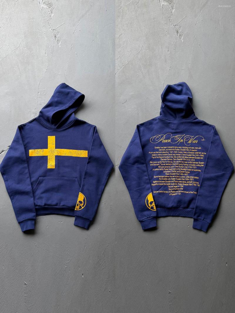 Felpe Da Uomo Peace In Piw Felpa Con Cappuccio Con Stampa Incrociata Stile Street Americano Dei Pesi Massimi Di Alta Qualità Giacca Alla Moda-image