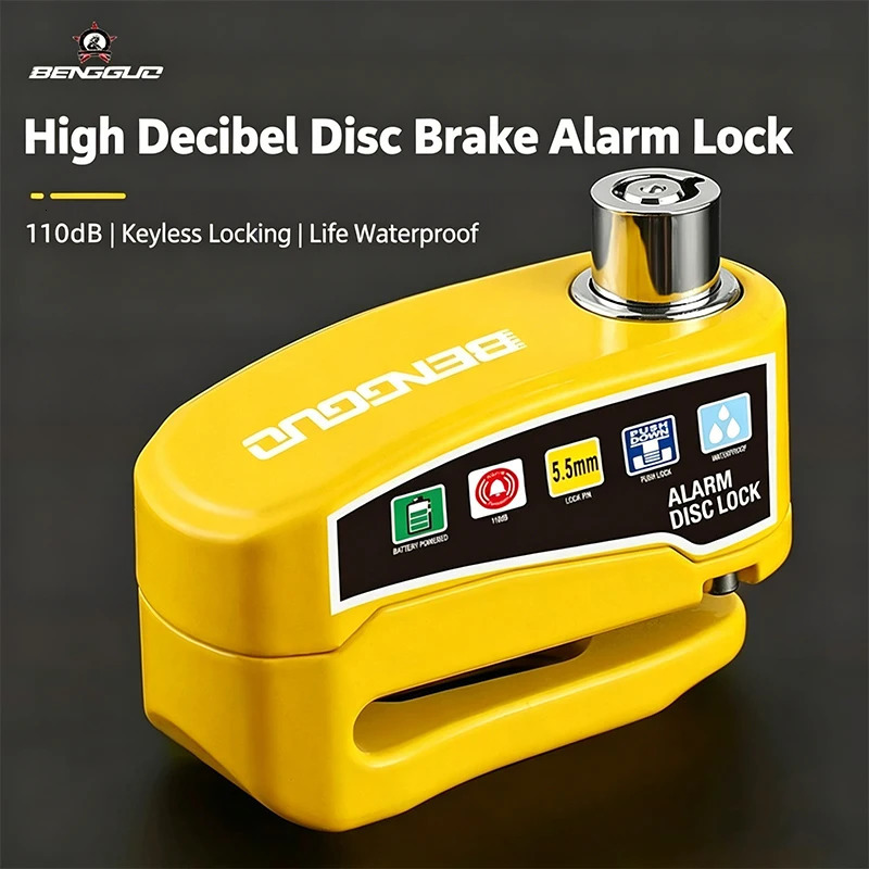 Motorcycle Bicycle Lock Alarm Protection Padlock Waterproof Brakelock with Keys Safety Anti-Theft Scooter Wheel Disc Brake Locks 260724 - view 3