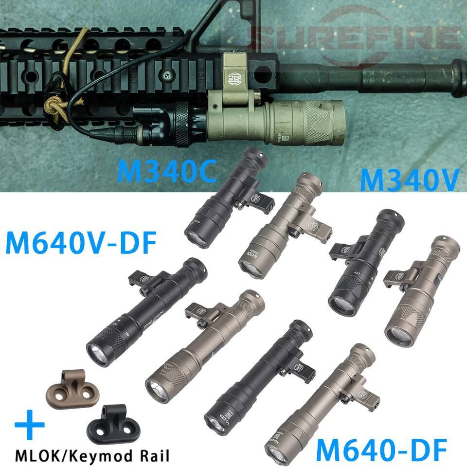 Tactical Surefire M340 M640 M340V M600-DF SF Flashlight Led Scout Light 20mm Picatinny Rail M LOK Mount Airsoft Hunting Gun Lamp J260727
