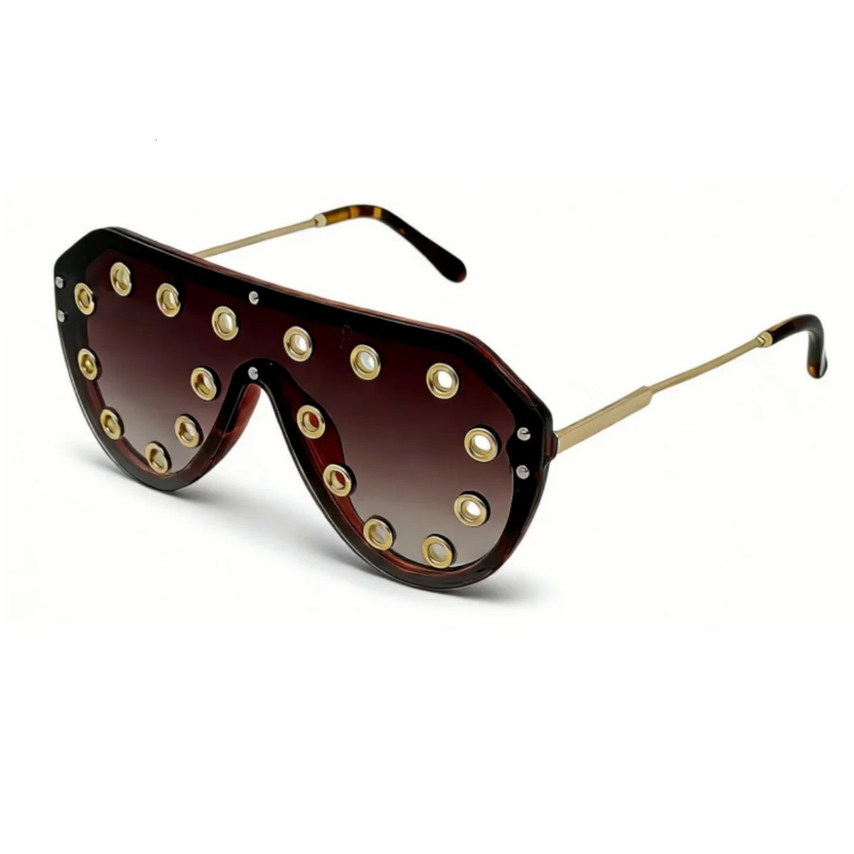 Trendy y2k Oversized One-piece Sunglasses Women Metal Rivet Party Cool Big Frame Shades UV400 Beach Club Streetwear 260725 - view 7